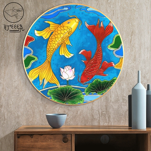 景泰蓝掐丝珐琅diy初学者手工材料包新中式玄关圆形山水装饰画