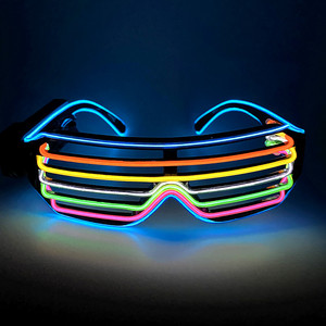 新品EL百叶窗发光眼镜七彩led蹦迪装备ktv电音节酒吧派对通用道具
