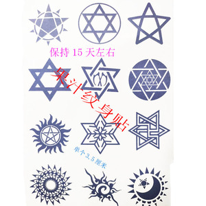 草本六芒星图腾纹身贴胳膊手臂大腿男女防水贴纸 持久仿
