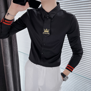 夜店ktv夜场男模服装酒吧秋装长袖衬衫 发型师男衬衣服务生工作服