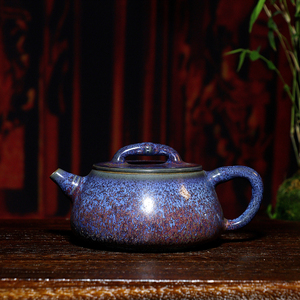白露伟炭烧壶禹州神垕钧瓷原矿养生茶壶中式陶瓷茶具窑变鱼子纹