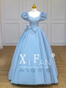 灰姑娘蓝色婚纱礼服