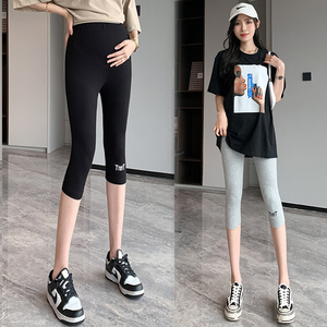 孕妇修身打底中裤七分托腹