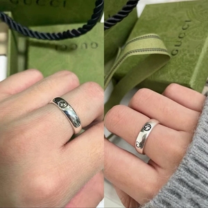 gucci古驰戒指女双g小雏菊复古纯银男精灵指环爱无畏情侣对戒15人付款