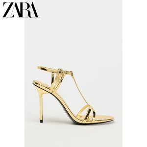 ZARA夏季新品 女鞋 金色金属效果时尚气质细高跟凉鞋 3347310 091
