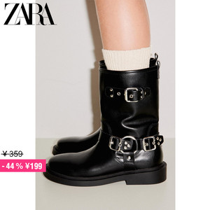 ZARA 特价精选 儿童鞋女童黑色机车短靴骑士靴 2137230 800