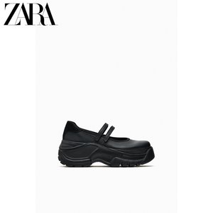 ZARA新品 女鞋 黑色厚底增高玛丽珍运动款芭蕾风鞋 5820210 800