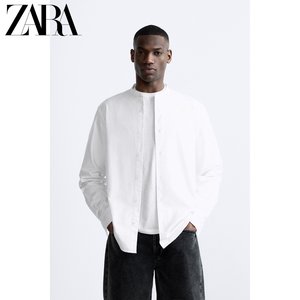 ZARA24春季新品 男装 白色简约工装风通勤长袖衬衫 8211301 250