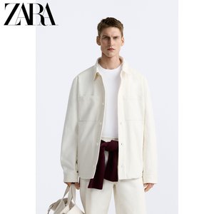 ZARA24春季新品 男装 白色棉服纹理衬衫工装户外夹克 9621370 251