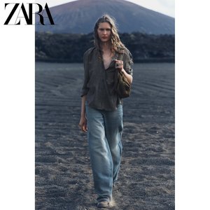 ZARA 24春季新品 女装 ZW 系列刺绣装饰睡衣风格衬衫 4786050802