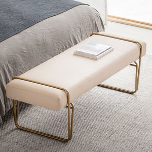 轻奢不锈钢卧室床尾凳床前凳床榻皮床头凳脚踏凳长条换鞋凳