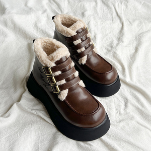 冬季雪地靴女2024新款女鞋厚底增高马丁短靴子女款加绒加厚大棉鞋