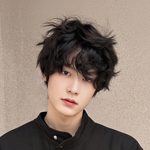 假发男蓬松微卷发网红时尚短发学生日常百搭发套仿真透气整顶头套