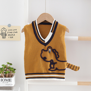 卡通男童毛衣马甲开衫春秋2022新款无袖儿童洋气宝宝针织坎肩背心