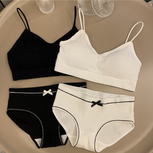 白色文胸套装女高中生夏新款小胸聚拢学生内衣胸罩 内裤一整套