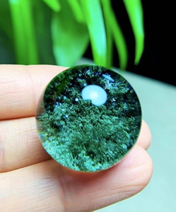 天然绿幽灵转运珠吊坠 聚宝盆水晶项链 20mm可配多宝