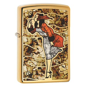 现货美版zippo芝宝防风打火机纯铜彩绘风中女郎windy风女79950