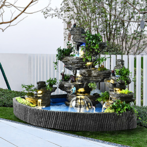 户外花园庭院假山流水喷泉摆件别墅院子布置鱼池落地循环景观造景