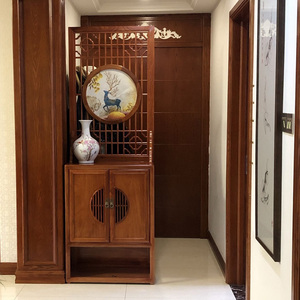 新中式屏风玄关柜实木隔断柜间厅柜鞋柜家门口客厅卫生间隔断花格