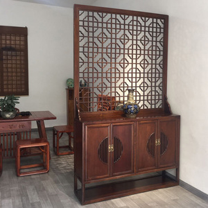 新中式屏风玄关柜实木隔断柜间厅柜鞋柜家门口客厅卫生间隔断花格