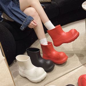 左右季雨鞋靴子女夏款2024新款黑色法式时尚厚底增高防水可爱短靴