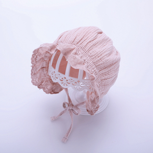 婴儿帽子春秋女宝宝公主花边帽3-6个月0纯棉薄款渔夫帽女童包头帽