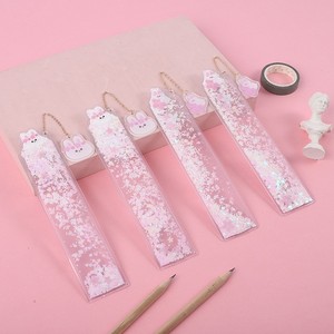 镭射入油可爱樱花兔奶茶女孩吊坠书签流沙尺子创意少女心学生文具