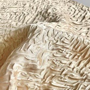 加宽 香槟金色光泽立体浮雕波纹提花面料裙子汉服设计师服装布料