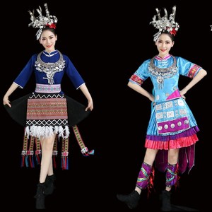 淘宝 新款少数民族服装女苗族土家族舞蹈表演服饰壮族瑶族侗族演出