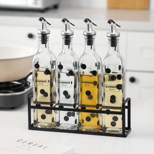 北欧厨房玻璃油瓶家用大号防漏油壶酱油瓶醋瓶调料瓶套装收纳架