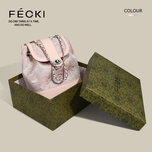 FECKI小香风高级感双肩包包女2024夏季新款小众设计链条包旅行包