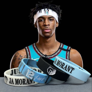 篮球灰熊队球星莫兰特头像加宽硅胶运动手环签名可调腕带球迷礼物