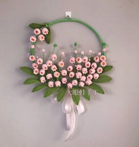 大眼蛙手工 铃兰花环家居装饰客厅挂饰毛线钩织编制diy手工材料包