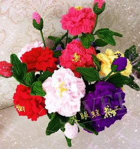 大眼蛙手工 牡丹花 花朵花束 毛线钩针编织diy手作礼物自制材料包