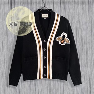 gucci古驰 22ss新款小蜜蜂logo刺绣休闲情侣针织衫男女款开衫毛衣