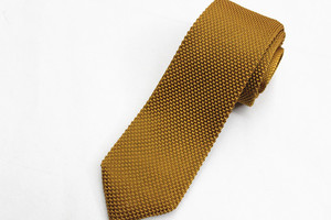 出口领带男士商务正装正式休闲姜黄色针织编织领带箭头尖头7CM