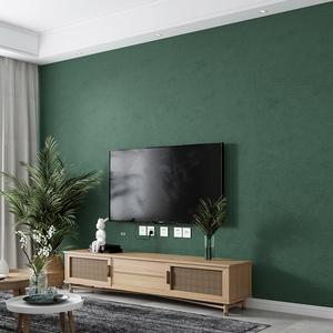电视墙背景壁布2024新款简约现代纯色轻奢高档卧室客厅墨绿色墙布