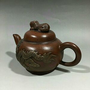 紫砂壶名家周桂珍纯手工制作原矿老紫泥卧虎藏龙壶500cc库存处理