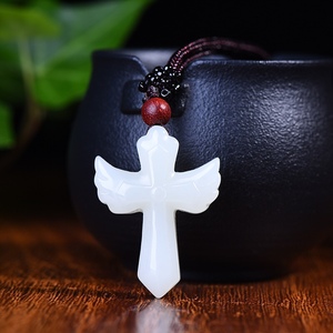 天然和田玉白玉十字架吊坠男女款玉石十字架挂件玉坠玉佩项链玉牌