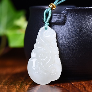 天然和田玉白玉如意吊坠男女玉石如意玉坠挂件玉佩事事如意吊坠