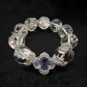保色小众高级感复古满钻紫锆石花朵镶嵌魔盒隔珠DIY水晶饰品配件