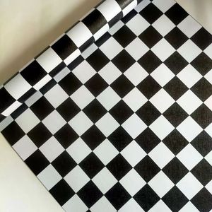 厨房墙面装饰墙纸自粘橱柜防油防水贴纸经典黑白格子贴纸桌面宿舍
