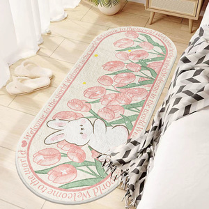 仿羊绒卡通床边地毯长条可爱ins儿童房地垫家用卧室毛绒毯床边毯