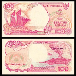 亚洲  印度尼西亚 100 卢比(印尼盾)纸币 外币