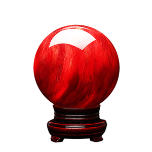 熔炼红色水晶球摆件鸿运当头家居饰品客厅玄关办公室婚庆开业礼品