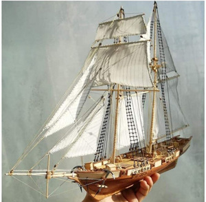 哈维号DIY船模型套材木制西洋船模型套件DIY材料拼装玩具青少年木