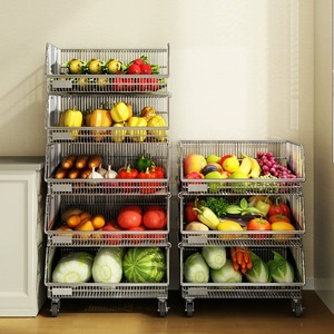 厨房置物架落地多层蔬菜收纳架家用多功能储物架子靠墙零食杂物架