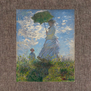 莫奈油画定制原比例风景画布爱德华马内-阿让提花园里的莫内一家