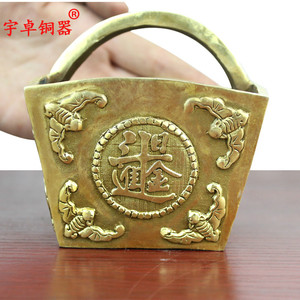 宇卓铜器 纯铜斗黄铜斗米斗蝙蝠斗五福斗铜工艺品摆件