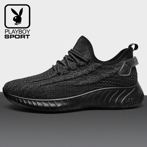 花花公子椰子鞋男夏季薄款透气休闲鞋男款跑步运动鞋飞织网面男鞋